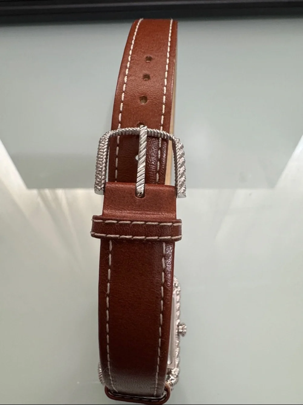 Judith Ripka Silver Rope-Frame Watch - Brown Strap - Picture 6 of 10